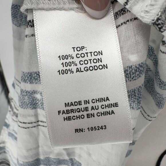 Bobeau Blouse Womens Size 3x Short Sleeve Top White/Blue Striped - Picture 10 of 13